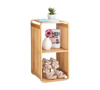 Relaxdays Bamboo Shelf, Rounded Slim Bathroom Rack with Tiers, Square, HWD: 64.7x33x33 cm, Natural