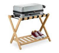 Relaxdays Bamboo Suitcase Stand with Shelf