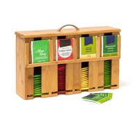 Relaxdays Bamboo Tea Bag Dispenser 4 Compartments