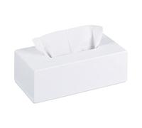 Relaxdays bamboo tissue box, tissue box with sliding bottom, tissue box for tissues, HxWxD 7.5 x 24 x 12 cm, white 10023252