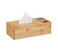 Relaxdays Bamboo Tissue Box with 2 Compartments