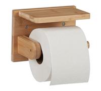 Relaxdays Bamboo Toilet Paper Holder with Shelf