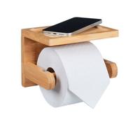Relaxdays Bamboo Toilet Roll Holder with Shelf
