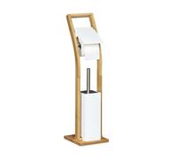 Relaxdays Size: 75 x 19 x 19 cm Bamboo Paper Bathroom Butler Brush Roll Holder Free Toilet Stand, White, 19 x 19 x 75 cm