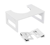 Relaxdays Bamboo Toilet Stool, Foldable, Non-Slip for Adults, 43x27.5x18 cm, White