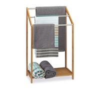 Relaxdays Bamboo Towel Holder, 3 Towel Rails