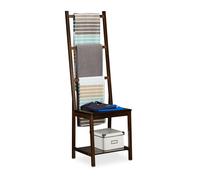 Relaxdays Bamboo Towel Holder Dark Brown