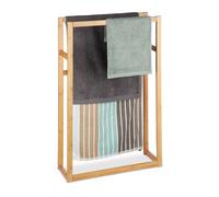 Relaxdays Bamboo Towel Rack, Clothes Valet Stand, Free Standing Towel Holder, H x W x D: 90 x 60 x 20 cm, Natural