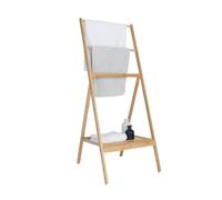 Relaxdays Bamboo Towel Stand, Foldable, with Shelf, 3 Bars, HxWxD: 112 x 55 x 44.5 cm, Natural