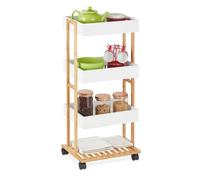 Relaxdays Bamboo Trolley with 4 Shelves