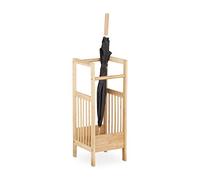 Relaxdays Bamboo Umbrella Stand, Square, 2 Handles, HxWxD: ca 64 x 25 x 26.5 cm, Umbrella Holder, Natural Brown