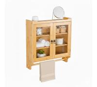 Relaxdays Bamboo wall cabinet with towel rack