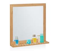 Relaxdays Bamboo Wall Mirror with Shelf
