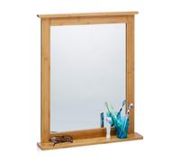 Relaxdays Bamboo Wall-Mounted Mirror with Shelf