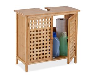 Relaxdays Bamboo washbasin base cabinet