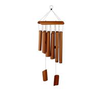 Relaxdays Wind Bamboo, Calm Sound Chimes with 12 Tubes, Hanging Decor Outdoors & Indoors, HxW: 58.5 x 18.5, Brown, 58.5 x 18.5 x 6.5 cm