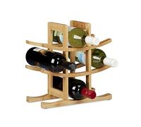 Relaxdays bamboo wine rack, for 9 standard bottles, original design, free-standing, 4.5 x 30 x 30 cm, natural