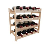 Relaxdays Bamboo Wine Rack for 16 Bottles, Holds Red & White Wine, 42 x 45 x 23.5 cm, Natural