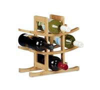 Relaxdays bamboo wine rack, for 9 standard bottles, original design, free-standing, 4.5 x 30 x 30 cm, natural