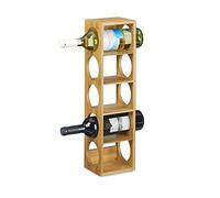 Relaxdays Bamboo Rack Size 53 x 14 x 12 cm, 5 Levels, Modern Bottle Storage Wine Holder for Horizontal Hold, Stackable, Natural Brown, Wood, 12 x 14 x