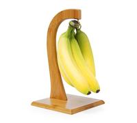 Relaxdays SHELDON Fruit And Vegetable Stand, 28.5 x 16 x 16, Decorative Banana Hanger, Bamboo, Natural Brown