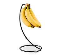 Relaxdays Banana Stand, Fruit Holder, Hanger, Kitchen, Countertop, Metal, HxD: 33 x 17cm, Prevents Pressure Marks, Black, Iron, 33 x 17 x 17 cm