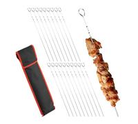 Relaxdays Barbecue Skewers, Stainless Steel, Set of 20, with Bag, Kebab Meat & Vegetables, 39 cm Length, Metal, Silver, 39 x 2.5 x 0.5 cm