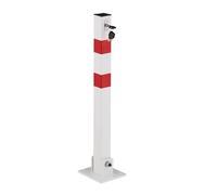Relaxdays Barrier Post, 100% steel, White/Red, 65 x 15 x 13 cm
