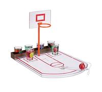 Relaxdays Basketball Drinking Game, 6 Shot Glasses, Basket + Ball, Party Game HxWxD 22.5 x 24 x 44 cm, Transparent