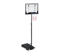 Relaxdays Basketball Outdoor, Height-Adjustable, 205-260cm, Mobile, with Fillable Stand, Board, Black/White, Steel, 260 x 82 x 135 cm
