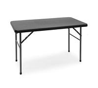Relaxdays BASTIAN Garden Table Folding Table Rectangular 74 x 121.5 x 61 cm for Backyard, Balcony or Patio with Metal Frame in Rattan Look as Side Table or Camping Table, Coffee