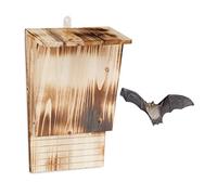 Relaxdays Bat Box, Large Safelodging for Wildlife, 37x22x12.5 cm, Animal Hotel, Sanctuary, Protect, Pine Wood, Flamed