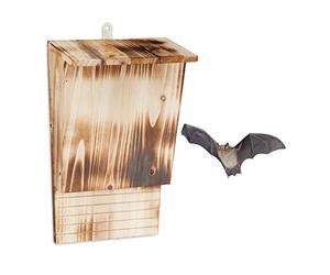 Relaxdays Bat Box, Large Safelodging for Wildlife, 37x22x12.5 cm, Animal Hotel, Sanctuary, Protect, Pine Wood, Flamed