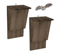 Relaxdays Bat Box Set of 2 Shelter for Bats, Wood, Brown, 34 x 22.5 x 12.5 cm