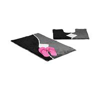 Relaxdays Bath Accessory 2 Piece Set with Graph Design, For Heated Floors, Washable, Bath Mat and Pedestal Toilet Mat with Cut-Out, 80 x 50 cm, Grey