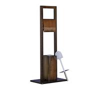 Relaxdays Bath Accessory Set, Roll Holder, Brush, Toilet Paper Stand, Bamboo, 82 x 36 x 21 cm, Brown, 36 x 21 x 82 cm