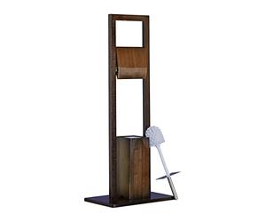 Relaxdays Bath Accessory Set, Roll Holder, Toilet Brush, Toilet Paper Stand, Bamboo, 82 x 36 x 21 cm, Brown