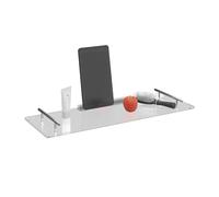 Relaxdays Bath Tray, Bridge, Acrylic, HWD: 4 x 68 x 23 cm, Bathtub Shelf with Grips, Tablet Holder, Snack Board, Clear