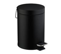 Relaxdays Bathroom Bin, 3 Litres, Removable Inner Bucket, Metal, Toilet, Sanitary Disposal, Trash Can with Lid, Black, Steel