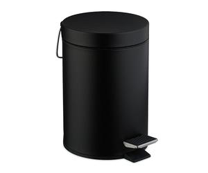 Relaxdays Bathroom Bin, 3 Litres, Removable Inner Bucket, Metal, Toilet, Sanitary Disposal, Trash Can with Lid, Black, Steel