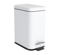 Relaxdays Bathroom Bin, 5 Litre, Cosmetic Bin with Soft-Close, Matte Design, Removable Bucket, White