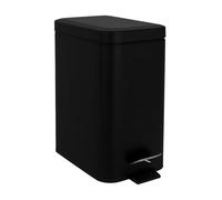 Relaxdays Bathroom Bin, 5L, Soft-Close Cosmetic Pedal Bin with Removable Inner, Matt Black, 29.5 x 14 x 26 cm