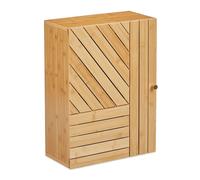 Relaxdays Bathroom Cabinet, Wall Mounted, Wooden, Bamboo, Adjustable, Storage, Cupboard, HxWxD: 55 x 40 x 20 cm, Natural