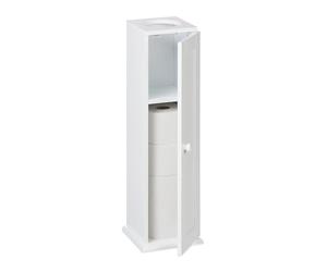 Relaxdays Bathroom Cabinet, Toilet Roll, Free-standing, Wooden, Storage, 2 Shelves, HxWxD: 65x19.5x19.5 cm, MDF, White