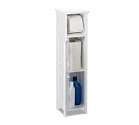 Relaxdays Bathroom Cabinet, Toilet Roll Holder, Free-standing, Wooden, Storage, Cupboard, HxWxD: 71x18x20cm, MDF, White, Fibreboard, 71 x 18 x 20 cm