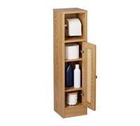 Relaxdays Bathroom Cabinet, Toilet Roll Holder, Free-standing, Wooden, Storage, Cupboard, HxWxD: 80x20.5x21 cm, Brown, Fibreboard, 80 x 20.5 x 21 cm