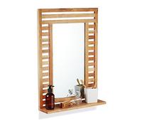 Relaxdays Bathroom Mirror, 70% wood 30% glass, Natural, 70 x 50 x 12 cm