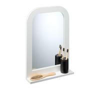 Relaxdays Bathroom Mirror with Shelf, 60% fibreboard 40% glass, White, 54 x 38 x 8.5 cm