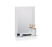 Relaxdays Bathroom Mirror with Shelf, Rectangular Frame, HxWxD 55 x 40 x 12 cm, Hallway & Toilet, Wall Mounting, White, Fibreboard