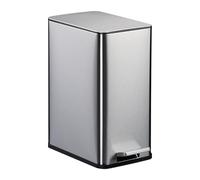 Relaxdays Bathroom Pedal Bin, 10 Litres, Soft-Close Lid, Removable Inner Bucket, Metal, Sanitary Waste Disposal, Silver
